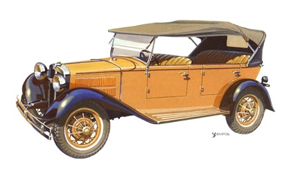 НАТИ–2 с кузовом фаэтон, 1932 – Рисунок А. Захарова / Из коллекции «За рулём» 1984-3