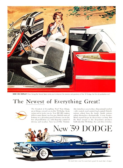 Dodge Custom Royal Lancer Convertible and 4-Door Ad (October, 1958) - The Newest of Everything Great!