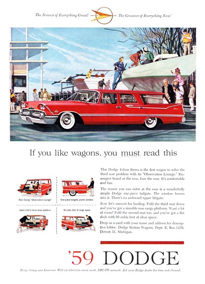 Dodge Custom Sierra Station Wagon Ad (March, 1959) - If you like wagons, you must read this