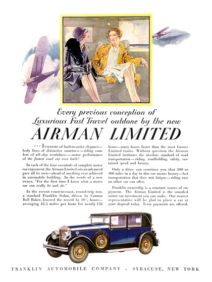 Franklin Airman Limited Ad (August-September, 1928): Illustrated by Raymond Thayer