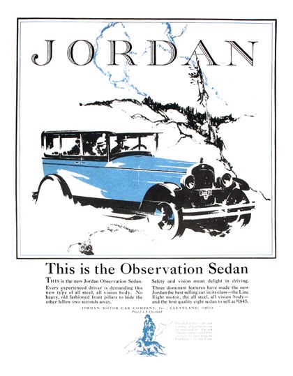 Jordan Line Eight Observation Sedan Ad (March, 1926): This is the Observation Sedan - Illustrated by Fred Cole?