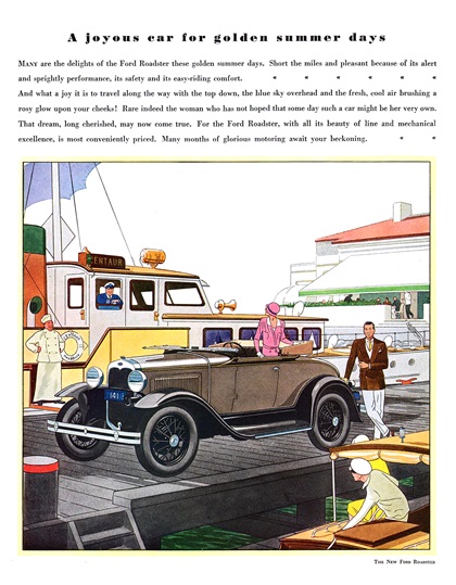 Ford Model A Roadster Ad (August, 1930): A joyous car for golden summer days