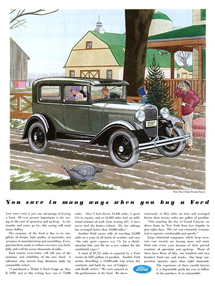 Ford Model A Tudor Sedan Ad (December, 1930): You save in many ways when you buy a Ford