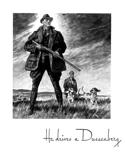 Duesenberg Ad (July, 1934): He Drives a Duesenberg - Illustrated by Paul Gerding?