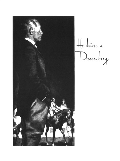 Duesenberg Ad (June, 1935): He Drives a Duesenberg - Illustrated by Paul Gerding