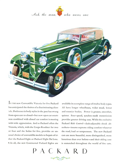 Packard Eight Convertible Victoria Ad (August, 1931)
