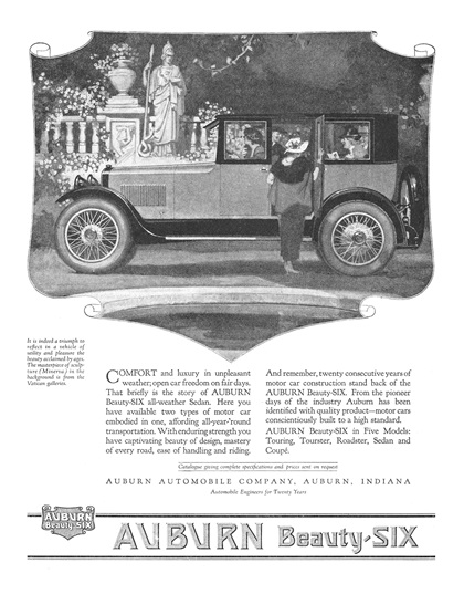 Auburn Beauty Six Ad (May, 1920): Minerva - Illustrated by Karl Godwin