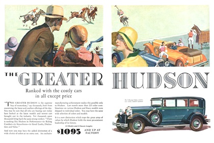 The Greater Hudson 7-Passenger Sedan Ad (August, 1929): Illustrated by Karl Godwin