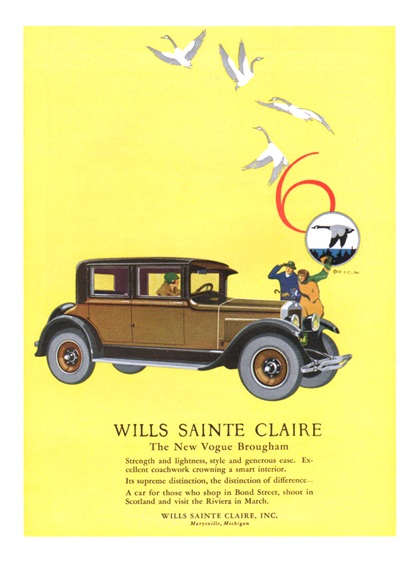Wills Sainte Claire Six Brougham Ad (March, 1926)