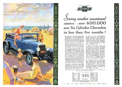 Chevrolet Six Ad (June, 1929): Illustrated by Frederic Mizen
