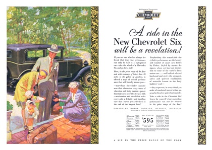 Chevrolet Six Ad (June, 1929): Illustrated by Frederic Mizen