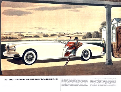 Automotive Fashions (September, 1953): The Kaiser-Darrin KF-161 - Illustrated By Leslie Saalburg