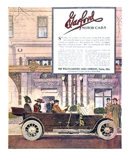 Garford Six 7-Passenger Touring Car Ad (December, 1911): Illustrated by Rudolph Frederick Schabelitz - Color version