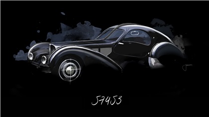 Bugatti La Voiture Noire (2019): Design Sketch - Bugatti Type 57 SC Atlantic