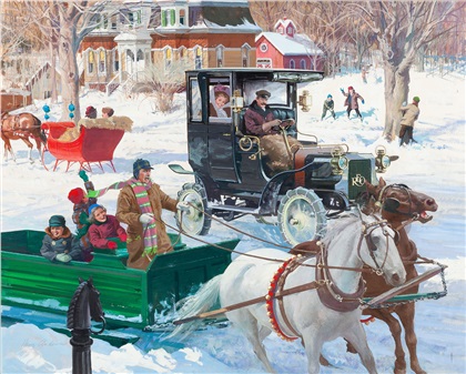 1906 Reo Depot Wagon: The Sound of Sleighbells - Illustrated by Harry Anderson