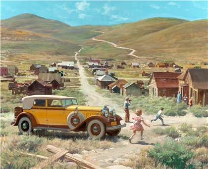 1932 Lincoln Convertible Sedan: Gold Ghost Town, Bodie, California - Illustrated by Harry Anderson