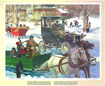 1970-01: The Sound of Sleighbells (1906 Reo Depot Wagon) - Illustrated by Harry Anderson