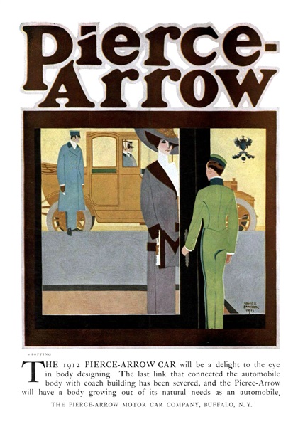 Pierce-Arrow Ad (December, 1911–January, 1912) – Shopping – Illustrated by Louis Fancher
