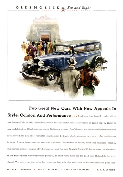 Oldsmobile Patrician Sedan Ad (March, 1932): Illustrated by George Rapp