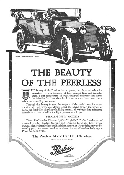 Peerless "48-Six" Seven Passenger Touring Ad (1913) - The Beauty of the Peerless