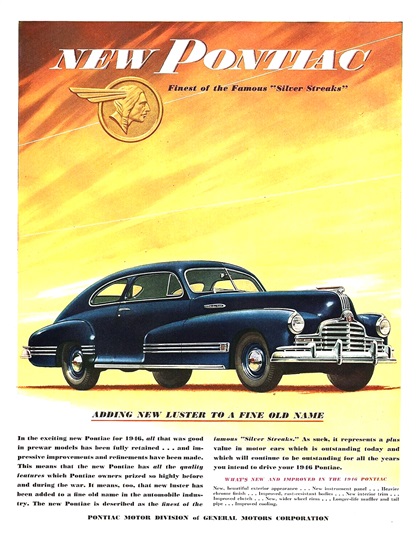 Pontiac Streamliner Sedan-Coupe Ad (December, 1945 - January, 1946): Adding New Luster to a Fine Old Name