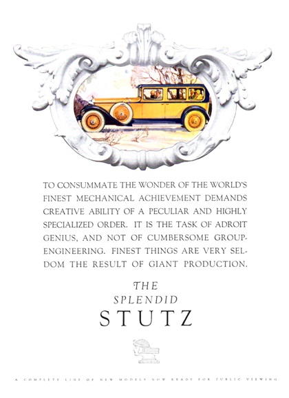 The Splendid Stutz Ad (January, 1928)