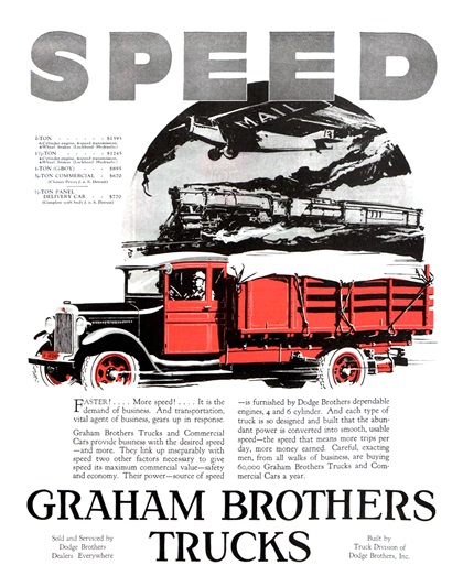 Graham Brothers Trucks Ad (February, 1928) - Speed