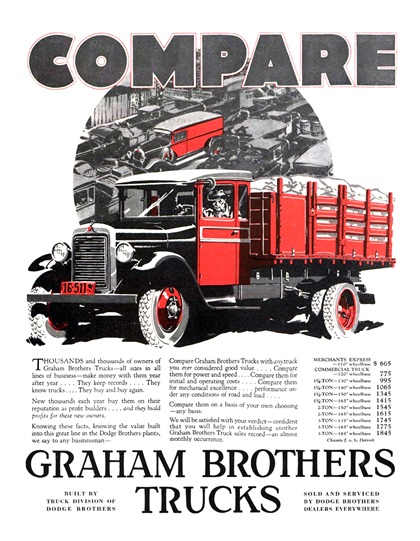 Graham Brothers Trucks Ad (November, 1928) - Compare