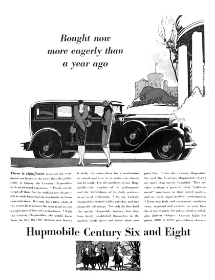1929 Hupmobile Century Six and Eight Ad (December, 1928): Bought now more eagerly than a year ago