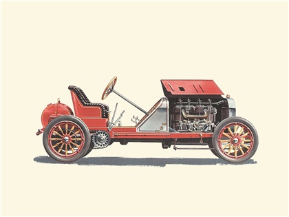 1907 Fiat GP 130 HP - Illustrated by Pierre Dumont