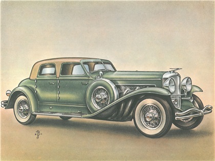 1933 Duesenberg SJ Arlington Torpedo Sedan "Twenty Grand" Rollston Body: Illustrated by Piet Olyslager