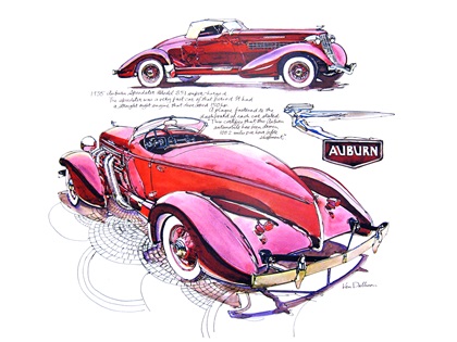 1935 Auburn Speedster Model 851 Supercharged: Illustrated by Ken Dallison