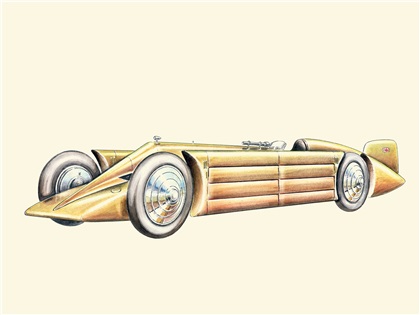 1929 Irving Special 'Golden Arrow' (H. Segrave 231.44 mph): Illustrated by Piet Olyslager