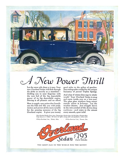 Overland Sedan Ad (February, 1924) – A New Power Thrill