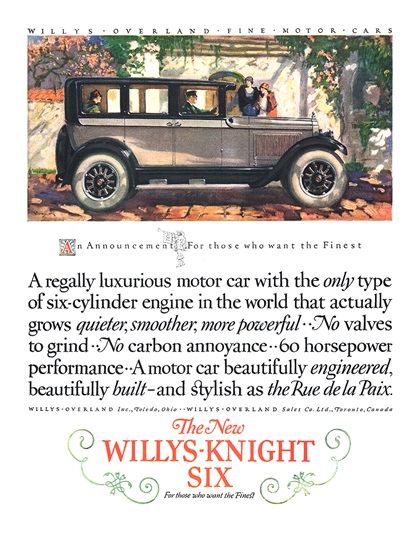 The New Willys-Knight Six Ad (May, 1925)