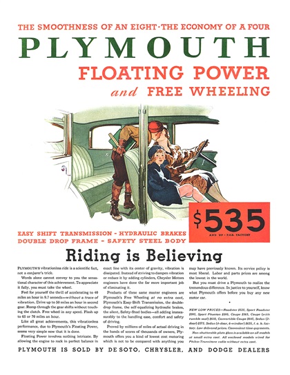 Plymouth Ad (March, 1932) – Riding is Believing