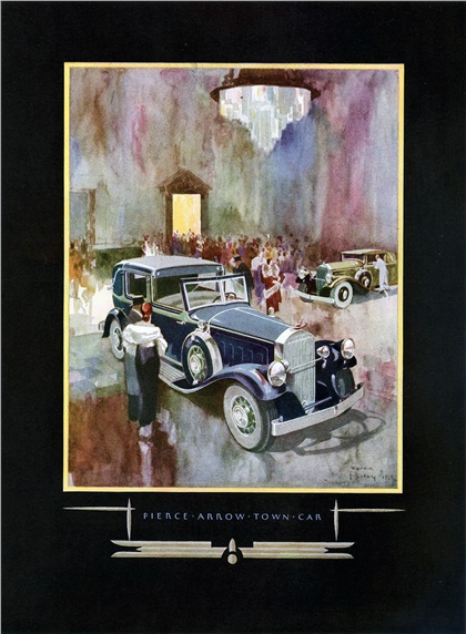 Pierce-Arrow Town Car Ad (February, 1931) – Illustrated by Myron Perley
