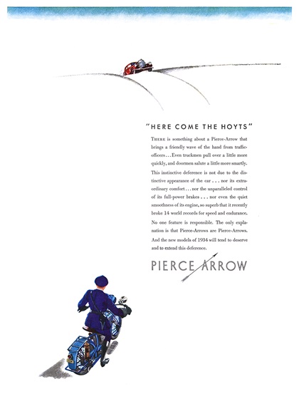 Pierce-Arrow Ad (January, 1934) – "Here Come The Hoyts"