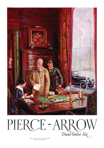 Pierce-Arrow Ad (October–November, 1925; June, 1926) – Illustrated by M. D. C.