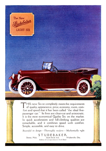 Studebaker Light Six Ad (1918)