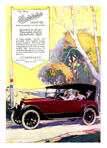 Studebaker Light Six Ad (July, 1918): Four-Passenger Club Roadster