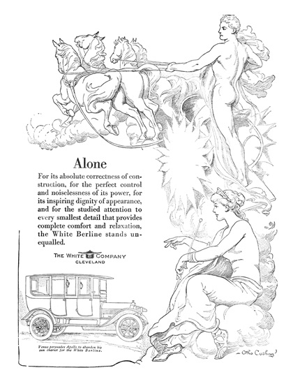 White Berline Ad (October, 1913) – Alone – Illustrated by Otho Cushing