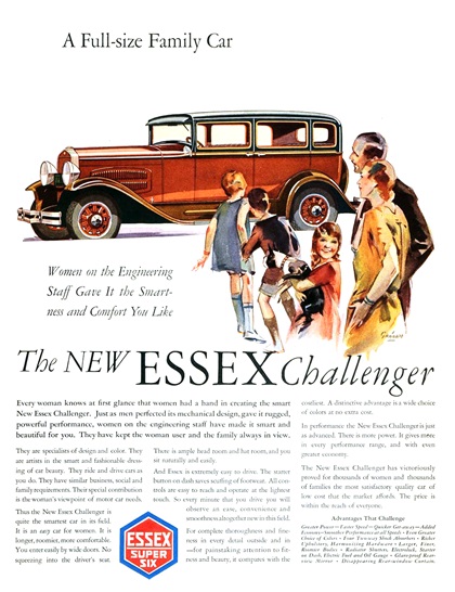 Essex Challenger Super Six Ad (May–June, 1930) – Illustrated by John Gannam