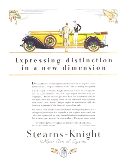 Stearns-Knight Ad (September, 1928) – Expressing distinction in a new dimension