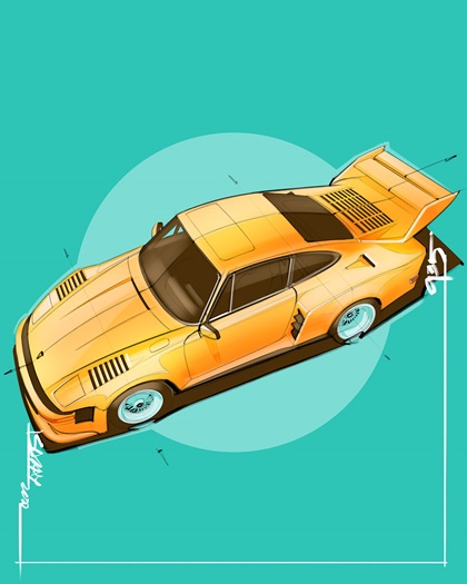 Porsche 935 Straßenversion – Illustrated by Sajay Shinu
