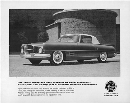 Dual-Ghia, 1957 - Styling and body assembly by Italian craftsmen - Power plant and running gear of standard American components