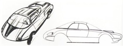 Abarth 750 Coupe Goccia (Vignale), 1957 - Michelotti Design Sketch