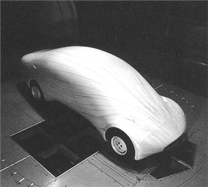The research vehicle CNR PF, 1976 - Wind Tunnel Test (The original concept was completely smooth with no accessories or gaps)
