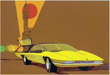 Bob Peak’s original sketch for a Ferrari “station wagon”