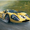 “Yellow GT40” depicts the Ford GT40 Mk IV that finished fourth in the 1967 Le Mans - Art By Gerald Freeman
